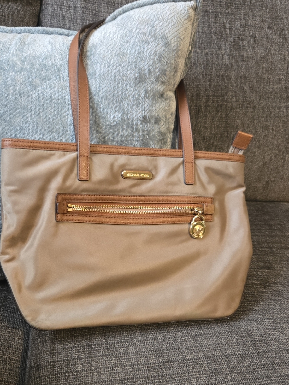 Michael Kors Beige/Tan Tote with Gold Accents